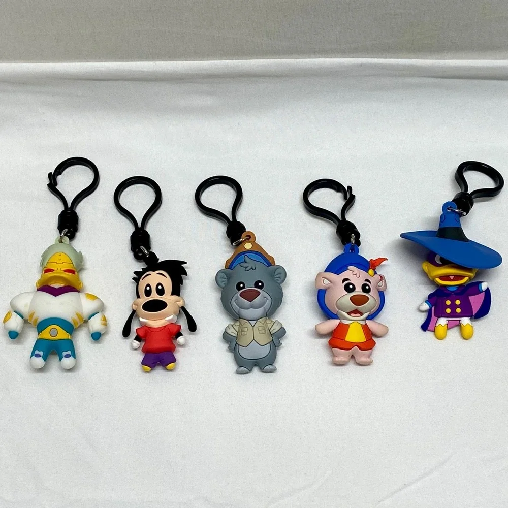 Disney Character Keychain Figure Lot 5 Keychains Goofy Dark Wing Duck + More NOS
